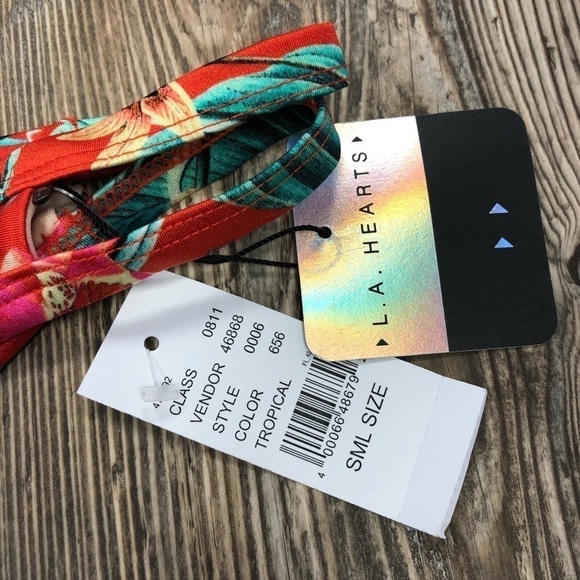 La Hearts Red Tropical Bikini Bottom Small Medium - Picture 3 of 6